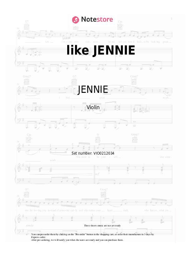 like JENNIE - JENNIE Violin Sheet Music - Violin