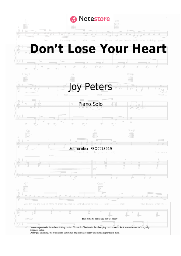 Don’t Lose Your Heart - Joy Peters Piano Sheet Music - Piano.Solo