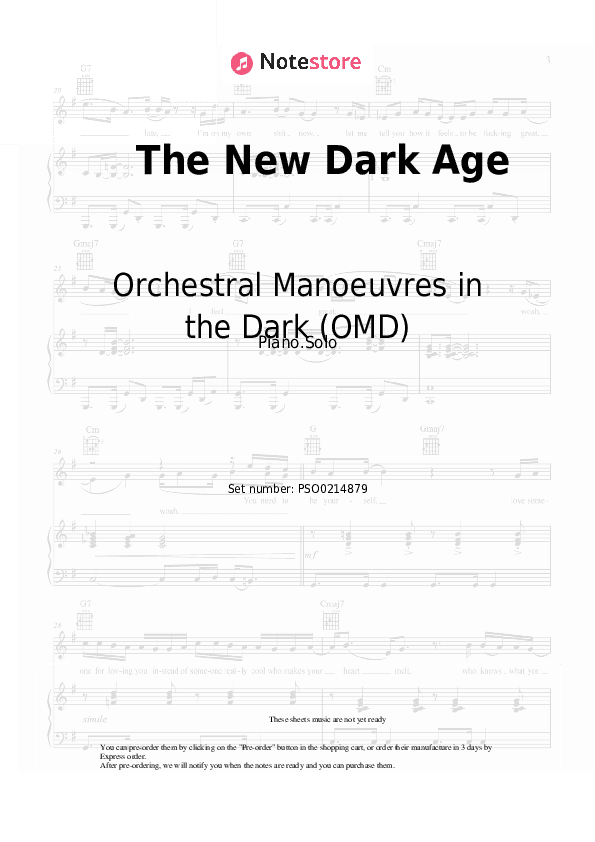 The New Dark Age - Orchestral Manoeuvres in the Dark (OMD) Piano Sheet Music - Piano.Solo