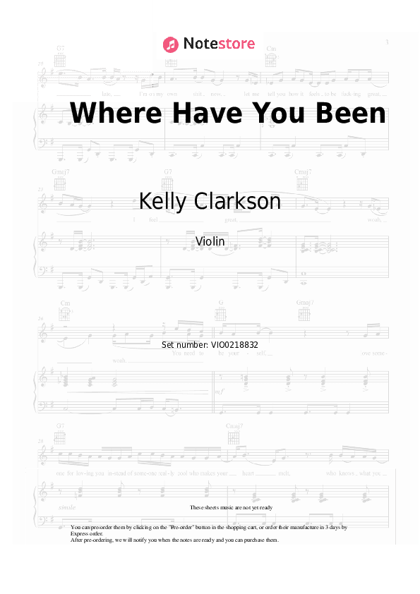 Where Have You Been - Kelly Clarkson Violin Sheet Music - Violin