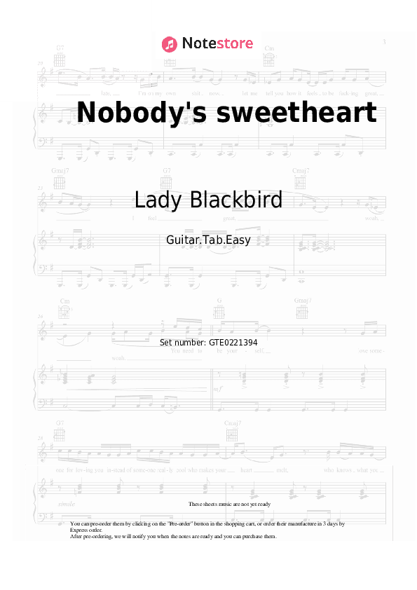 Nobody's sweetheart - Lady Blackbird Tabs Easy - Guitar.Tab.Easy