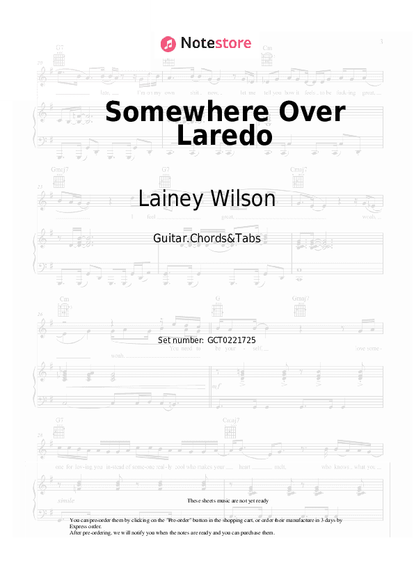 Somewhere Over Laredo - Lainey Wilson Chords and Tabs - Guitar.Chords&Tabs