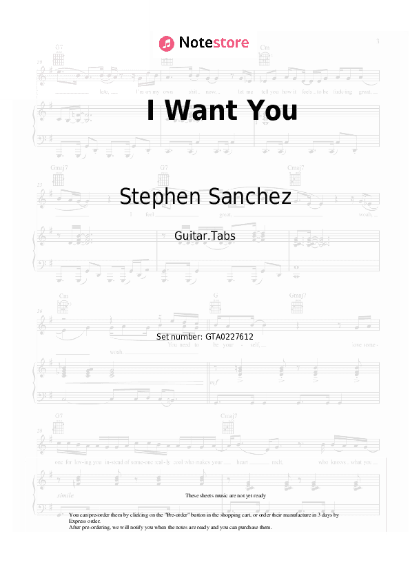 I Want You - Stephen Sanchez Tabs - Guitar.Tabs