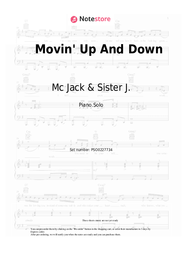 Movin' Up And Down - Mc Jack & Sister J. Piano Sheet Music - Piano.Solo