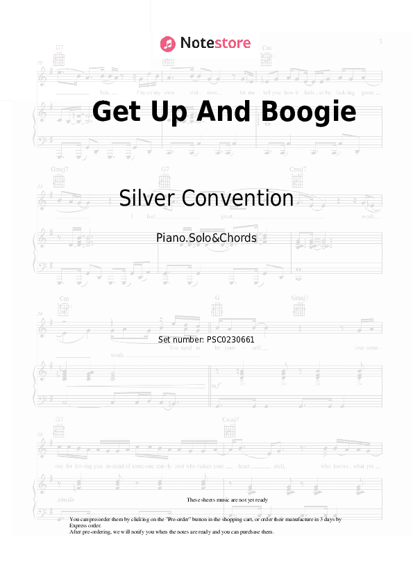 Get Up And Boogie - Silver Convention Piano Sheet Music and Chords - Piano.Solo&Chords