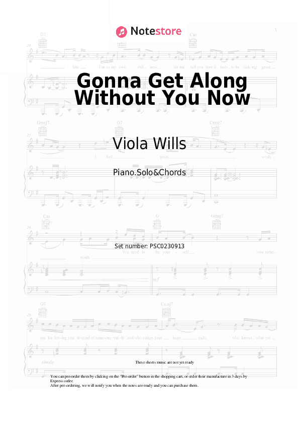 Gonna Get Along Without You Now - Viola Wills Piano Sheet Music and Chords - Piano.Solo&Chords
