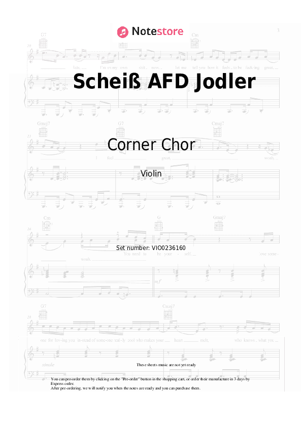 Scheiß AFD Jodler - Corner Chor Violin Sheet Music - Violin