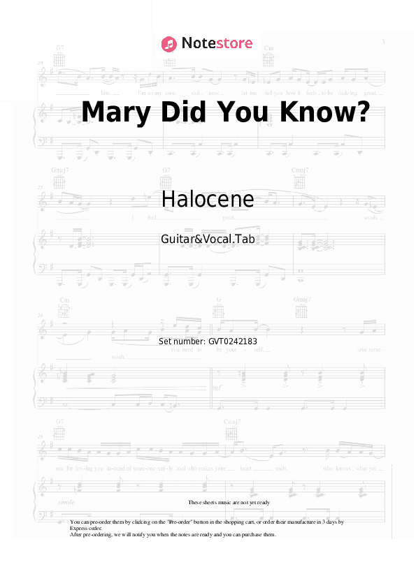 Mary Did You Know? - Halocene Chords and Voice - Guitar&Vocal.Tab