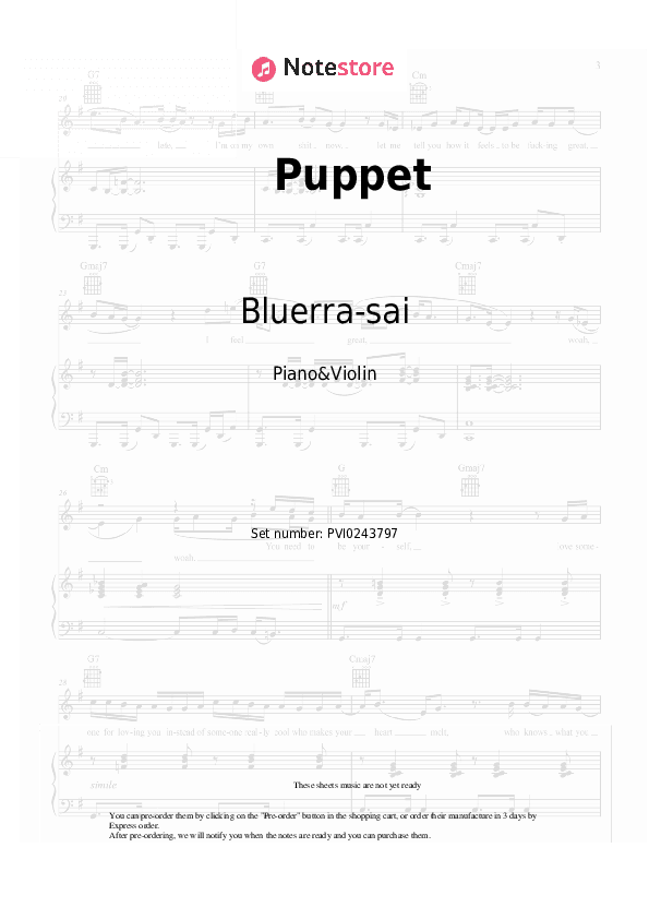 Puppet - Bluerra-sai Piano Sheet Music and Violin - Piano&Violin