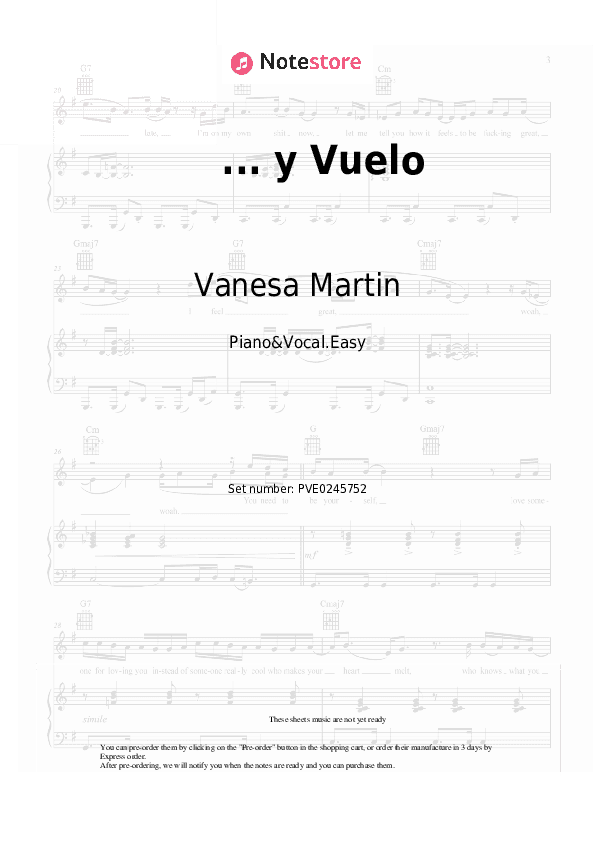 ... y Vuelo - Vanesa Martin Piano Sheet Music Easy and Vocal - Piano&Vocal.Easy