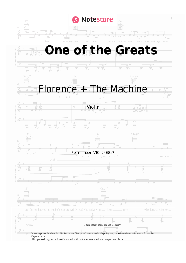 One of the Greats - Florence + The Machine Violin Sheet Music - Violin