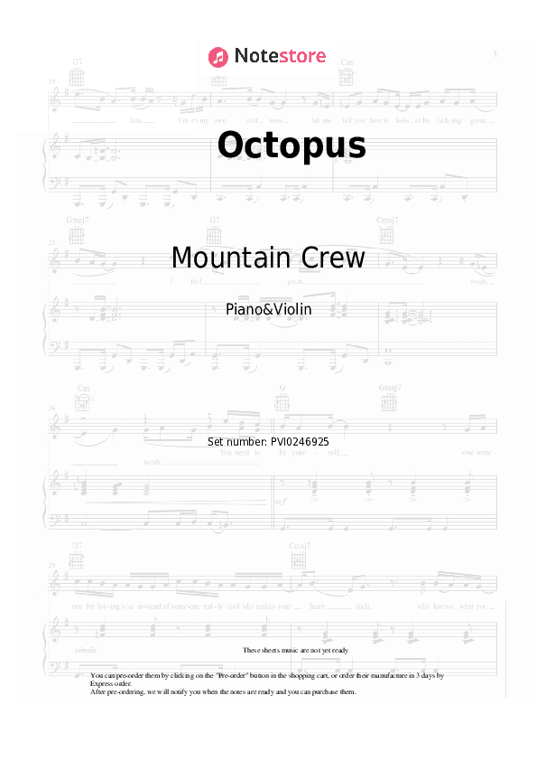 Octopus (100.000 Hände) - Mountain Crew Piano Sheet Music and Violin - Piano&Violin