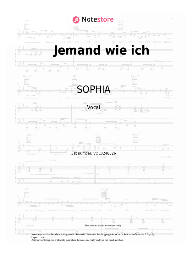 Jemand wie ich - SOPHIA Vocal Sheet Music - Vocal