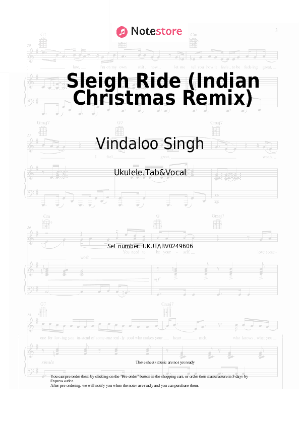 Sleigh Ride (Indian Christmas Remix) - Vindaloo Singh Sheet Music - Ukulele.Tab&Vocal