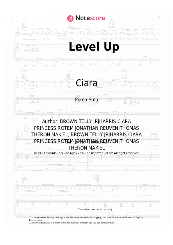 Level Up - Ciara, Missy Elliott Piano Sheet Music - Piano.Solo