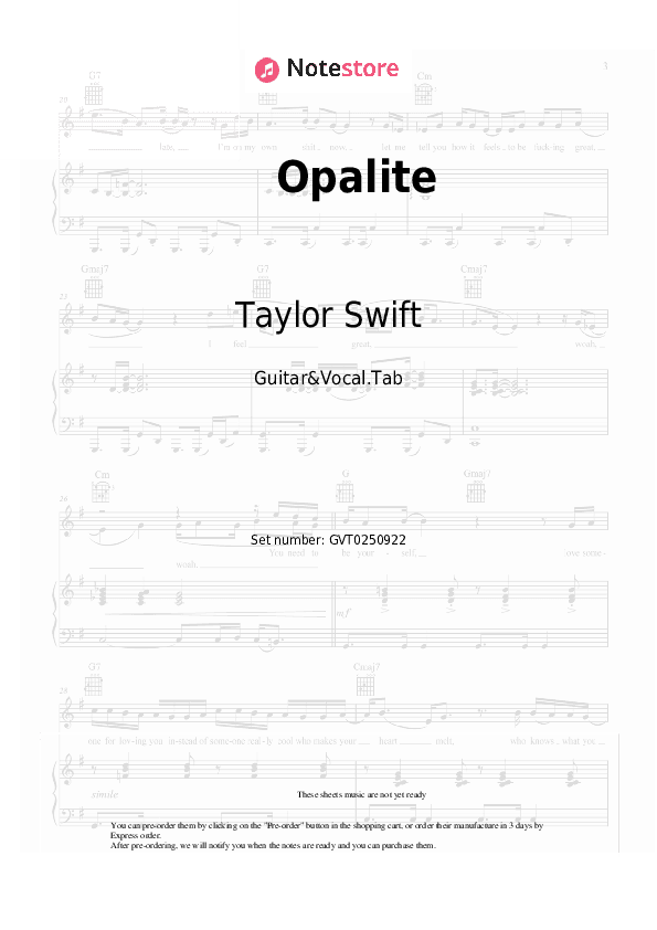 Opalite - Taylor Swift Chords and Voice - Guitar&Vocal.Tab