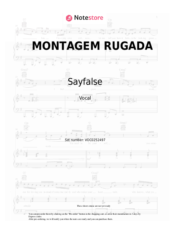 MONTAGEM RUGADA - Sayfalse, Cape, JXNDRO Vocal Sheet Music - Vocal