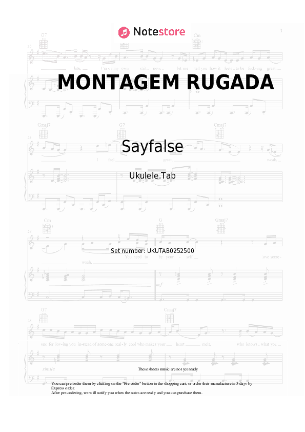 MONTAGEM RUGADA - Sayfalse, Cape, JXNDRO Sheet Music - Ukulele.Tab
