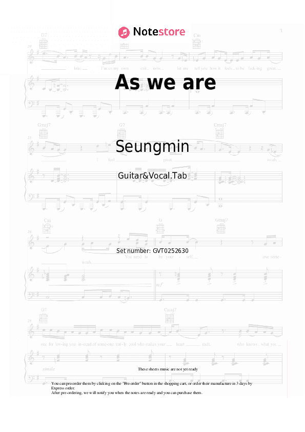 As we are - Seungmin, Stray Kids Chords and Voice - Guitar&Vocal.Tab