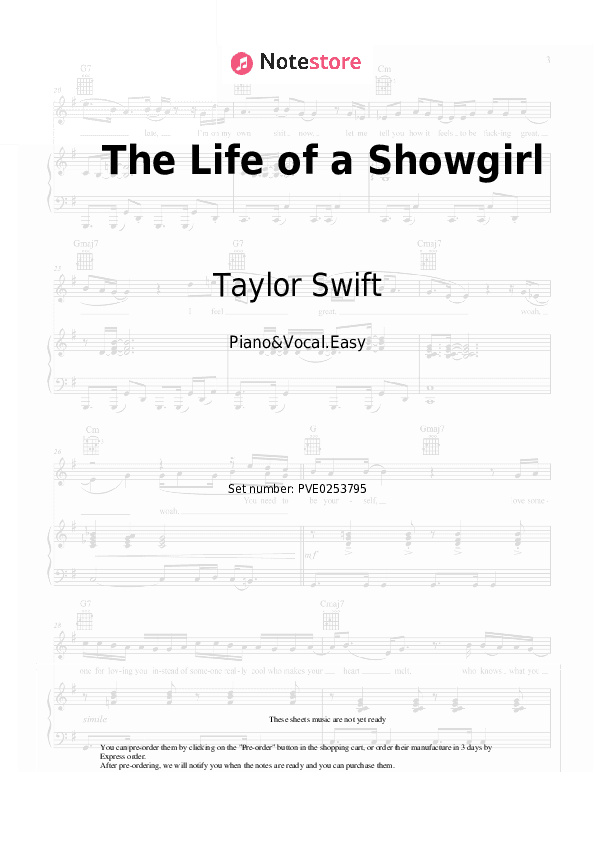 The Life of a Showgirl - Taylor Swift, Sabrina Carpenter Piano Sheet Music Easy and Vocal - Piano&Vocal.Easy