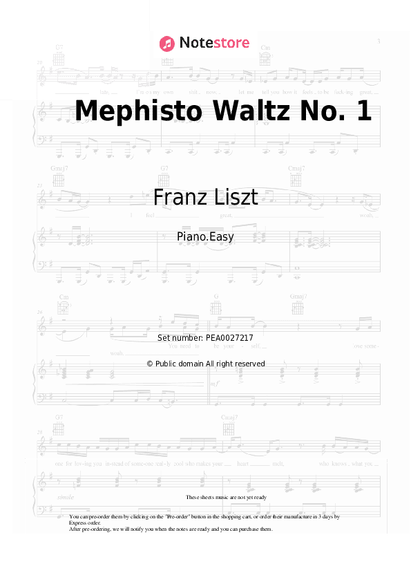 Mephisto Waltz No. 1 - Franz Liszt Piano Sheet Music Easy - Piano.Easy