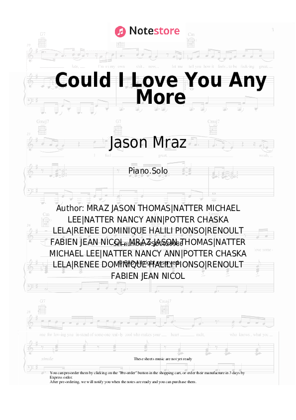 Could I Love You Any More - Jason Mraz, Renee Dominique Piano Sheet Music - Piano.Solo