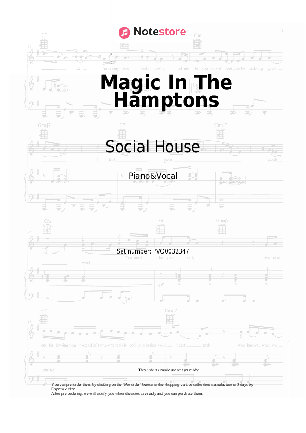 Magic In The Hamptons - Social House, Lil Yachty Piano Sheet Music with the Voice part - Piano&Vocal