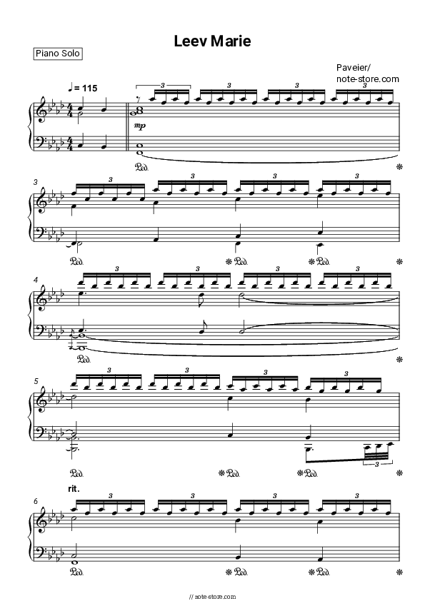 Leev Marie - Paveier Piano Sheet Music - Piano.Solo