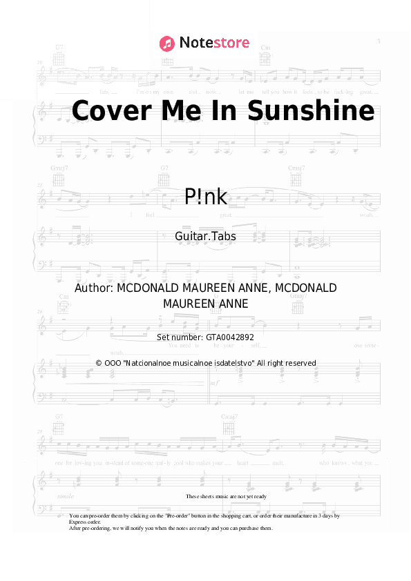 Cover Me In Sunshine - , Tabs - Guitar.Tabs