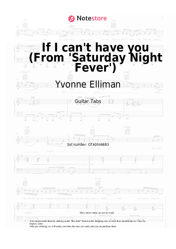 If I can't have you (From 'Saturday Night Fever') - Yvonne Elliman Tabs - Guitar.Tabs