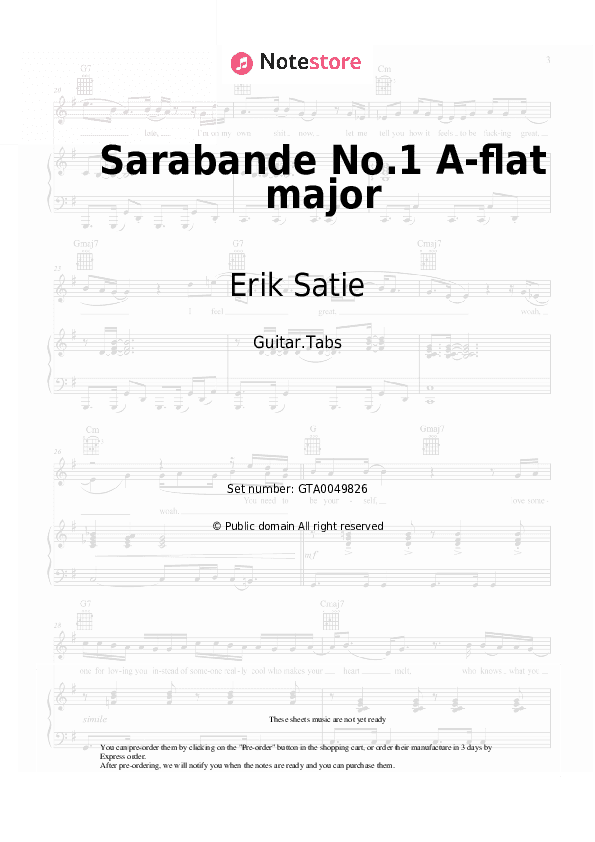 Sarabande No.1 A-flat major - Erik Satie Tabs - Guitar.Tabs