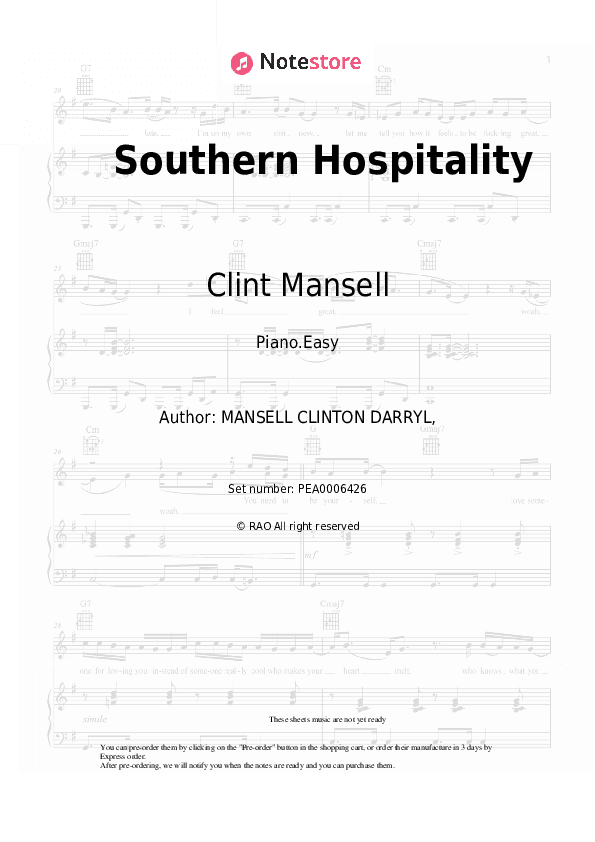 Southern Hospitality - Clint Mansell, Kronos Quartet Piano Sheet Music Easy - Piano.Easy