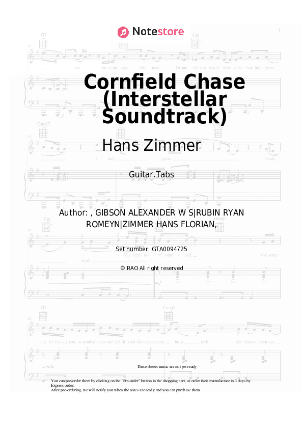 Cornfield Chase (Interstellar Soundtrack) - Hans Zimmer Tabs - Guitar.Tabs