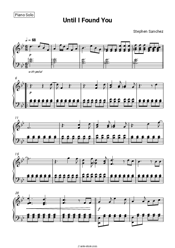 Until I Found You - Stephen Sanchez Piano Sheet Music - Piano.Solo