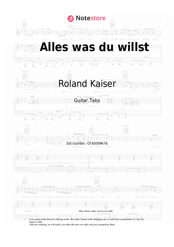 Alles was du willst - Roland Kaiser Tabs - Guitar.Tabs