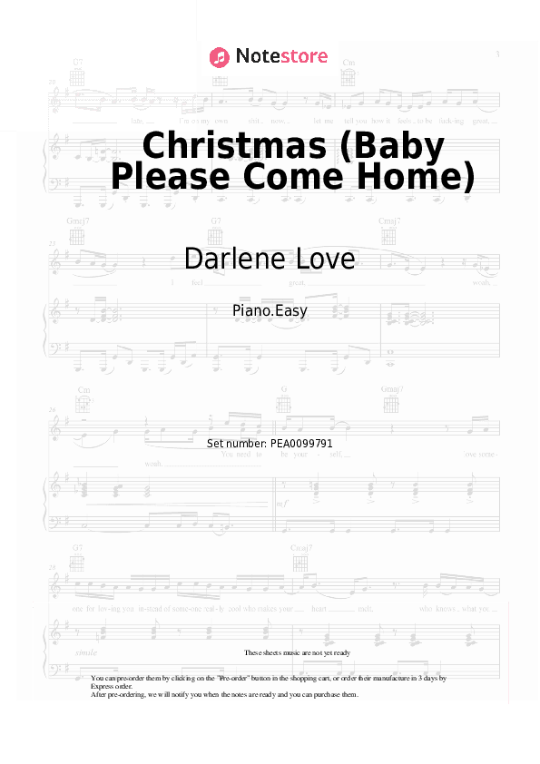 Christmas (Baby Please Come Home) - Darlene Love Piano Sheet Music Easy - Piano.Easy