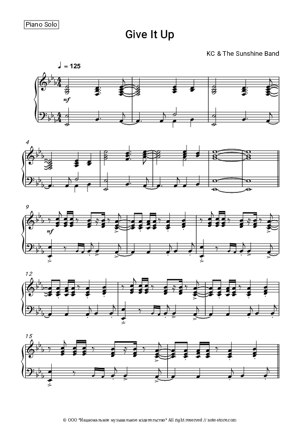 Give It Up - KC & The Sunshine Band Piano Sheet Music - Piano.Solo