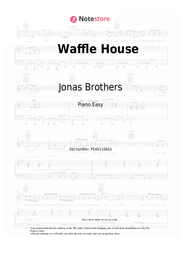 Waffle House - Jonas Brothers Piano Sheet Music Easy - Piano.Easy