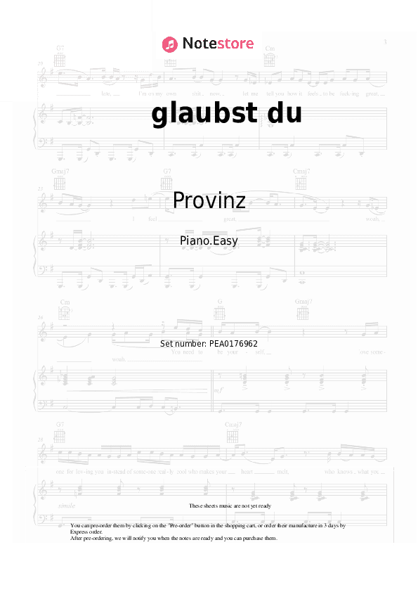 glaubst du - Provinz Piano Sheet Music Easy - Piano.Easy