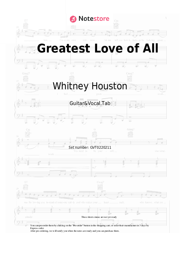 Greatest Love of All - Whitney Houston Chords and Voice - Guitar&Vocal.Tab