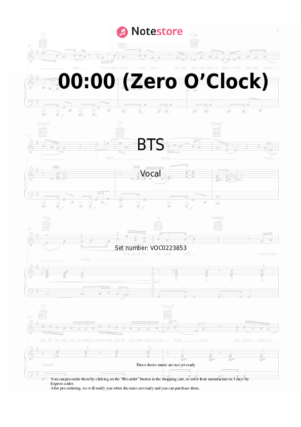 00:00 (Zero O’Clock) - BTS Vocal Sheet Music - Vocal