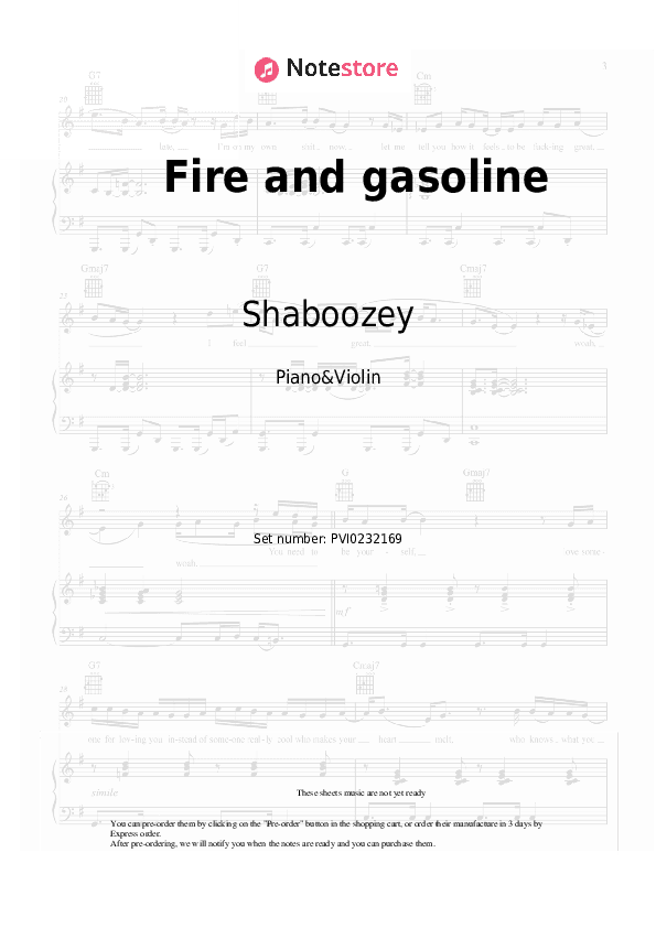 Fire and gasoline - Shaboozey Piano Sheet Music and Violin - Piano&Violin