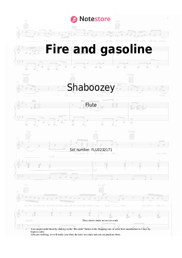 Fire and gasoline - Shaboozey Flute Sheet Music - Flute