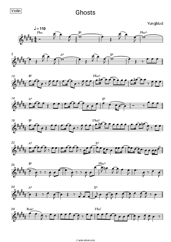 Ghosts - Yungblud Violin Sheet Music - Violin