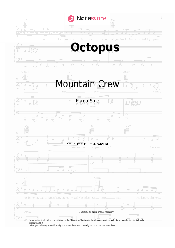 Octopus (100.000 Hände) - Mountain Crew Piano Sheet Music - Piano.Solo