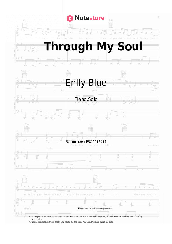 Through My Soul - Enlly Blue Piano Sheet Music - Piano.Solo
