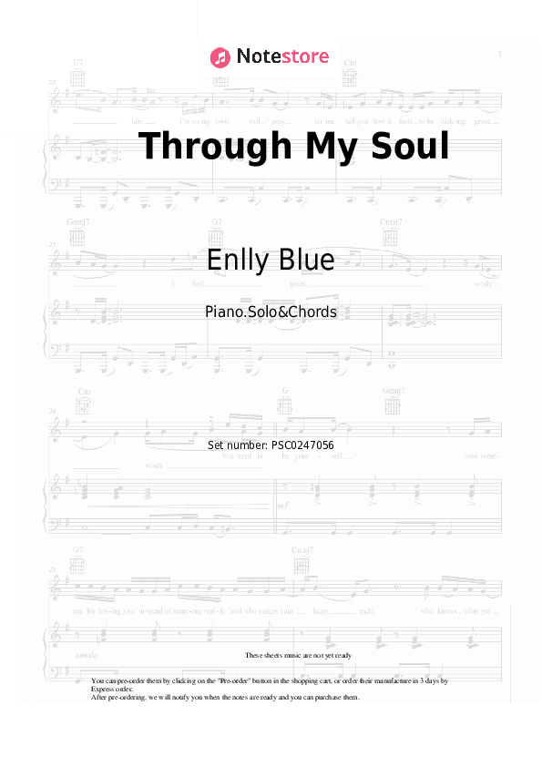 Through My Soul - Enlly Blue Piano Sheet Music and Chords - Piano.Solo&Chords