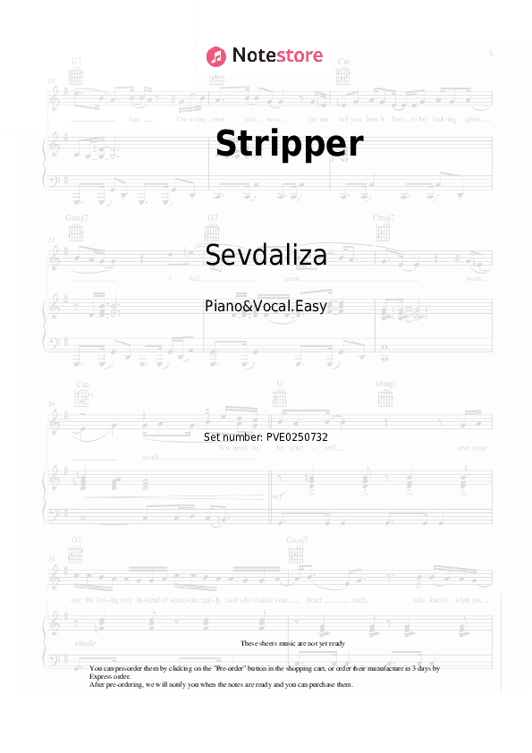 Stripper - Sevdaliza, Kenia Os Piano Sheet Music Easy and Vocal - Piano&Vocal.Easy