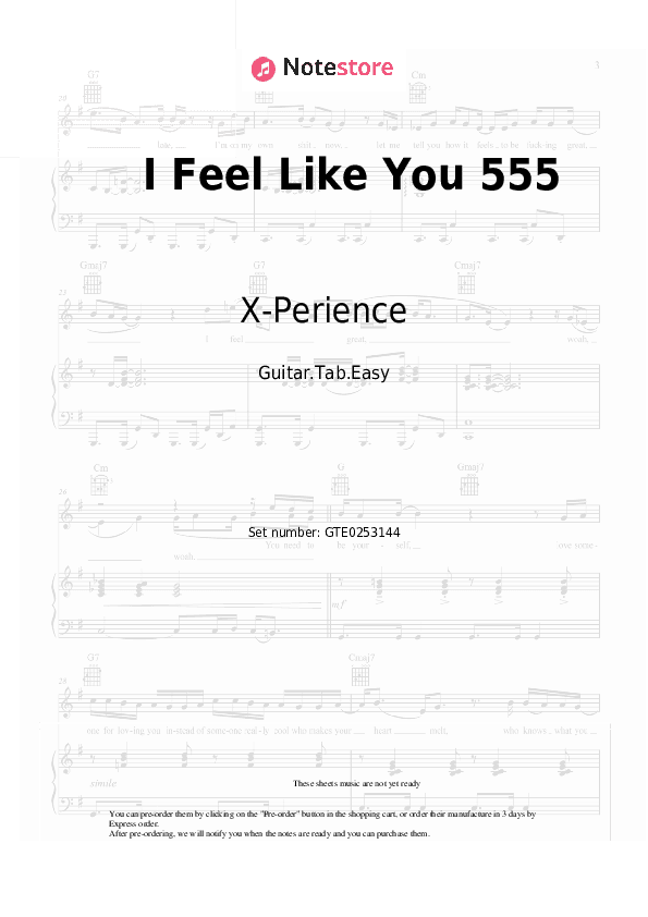 I Feel Like You 555 - X-Perience Tabs Easy - Guitar.Tab.Easy