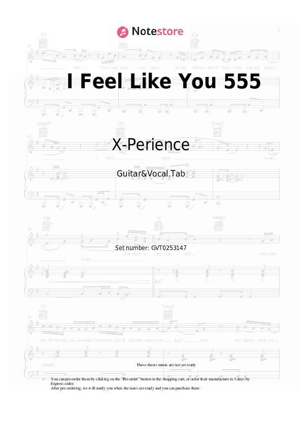 I Feel Like You 555 - X-Perience Chords and Voice - Guitar&Vocal.Tab